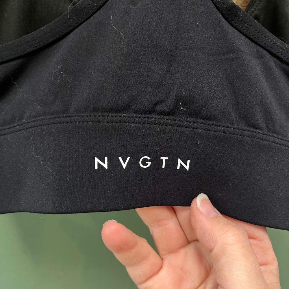 NVGTN Women Black Strappy Racerback Sports Bra Size Small Workout Gym Activewear - Picture 3 of 4